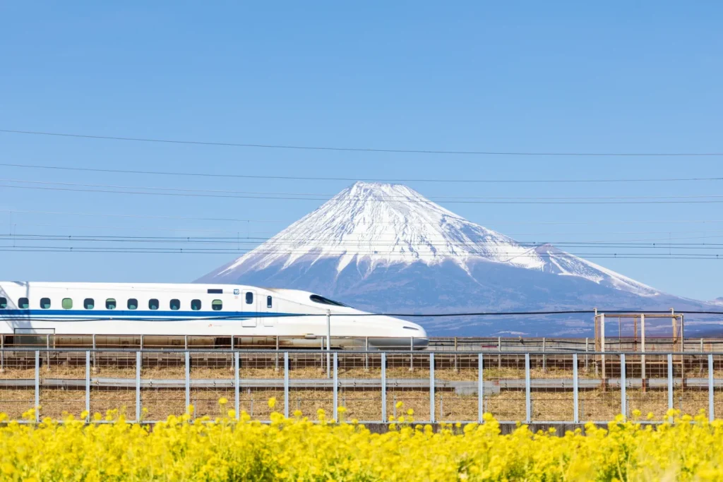 新幹線と富士山の景色